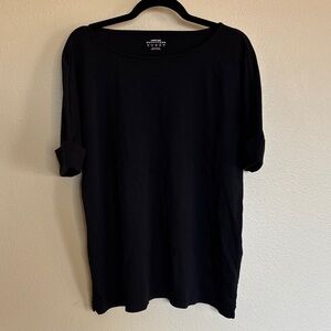 Lands' End Womens Black Short Sleeve Maternity Tee